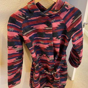 Anthropologie Tabitha Leona Aztec Wrap Coat Hooded Wool Cotton Size SP NWT